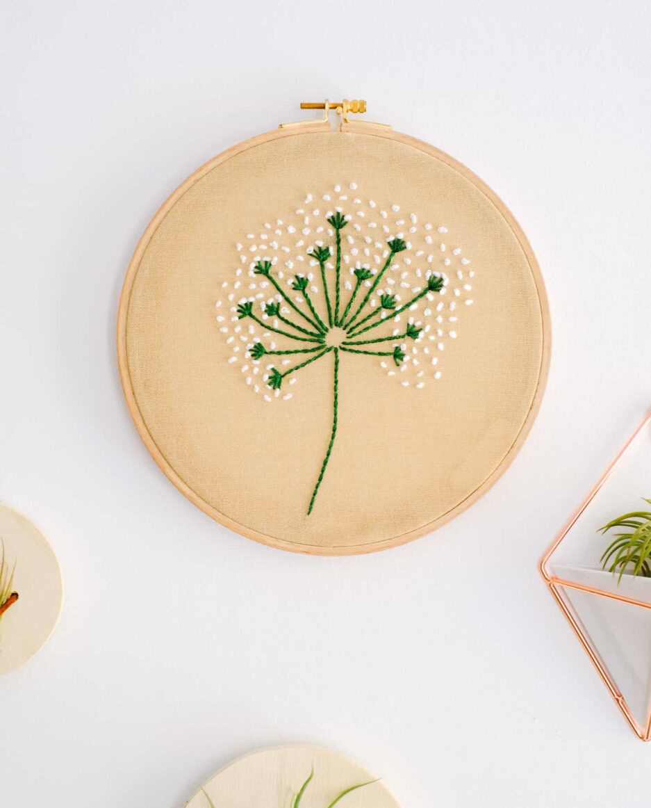 Embroidery dandelion el işlemesi pano