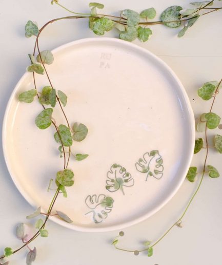 monstera seramik el yapımı tabak