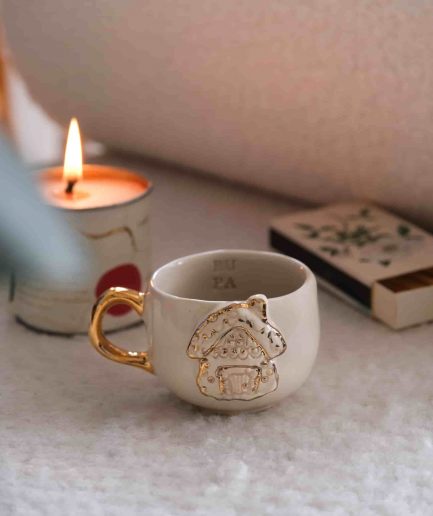 gingerbread yaldızlı ve kulplu bardak mug gift