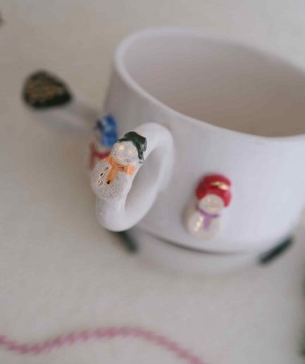 snowman yaldızlı ve kulplu bardak mug gift