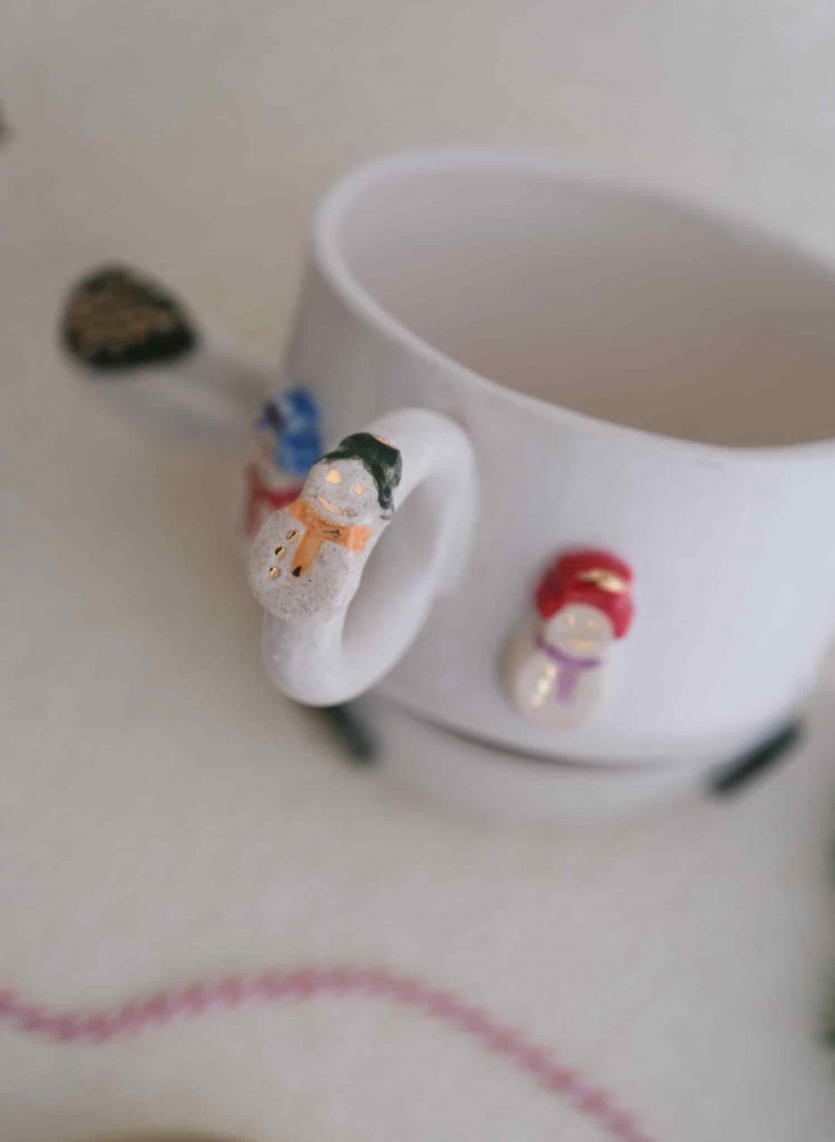 snowman yaldızlı ve kulplu bardak mug gift